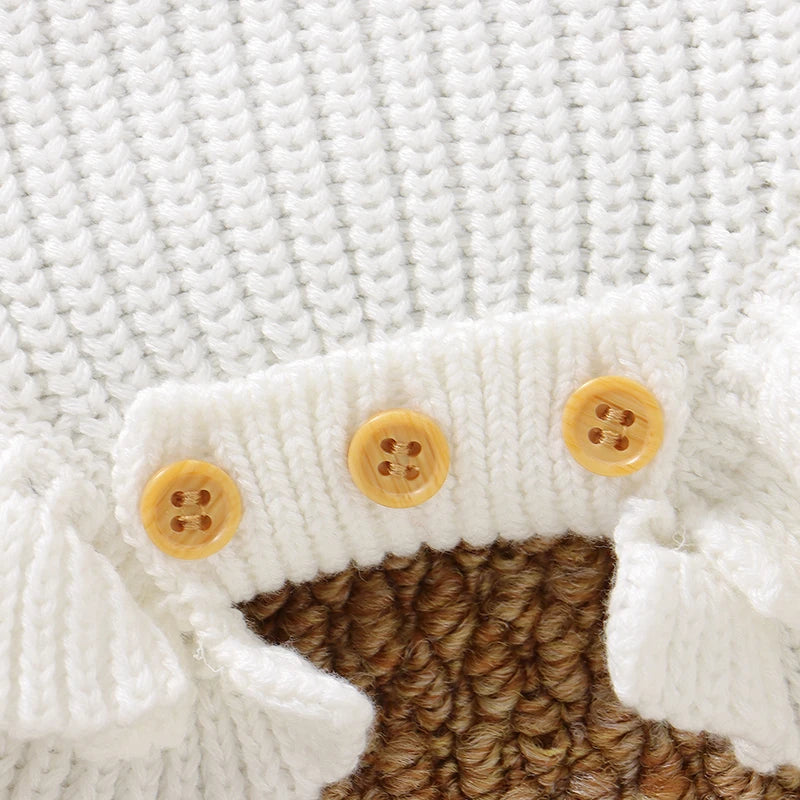 Baby Girls Clothes 0-3M White Long Sleeve Knitted Newborn Infant Babies Onesie Outfits Spring Fall Winter Toddler Kids Jumpsuits
