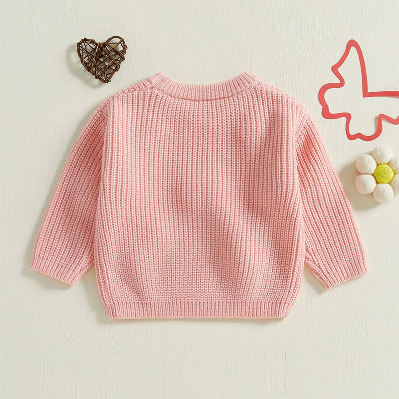 Pudcoco Toddler Kids Baby Girl Fall Sweater 3D Bowknot Long Sleeve Crew Neck Warm Clothes Winter Knitwear 9M-4T