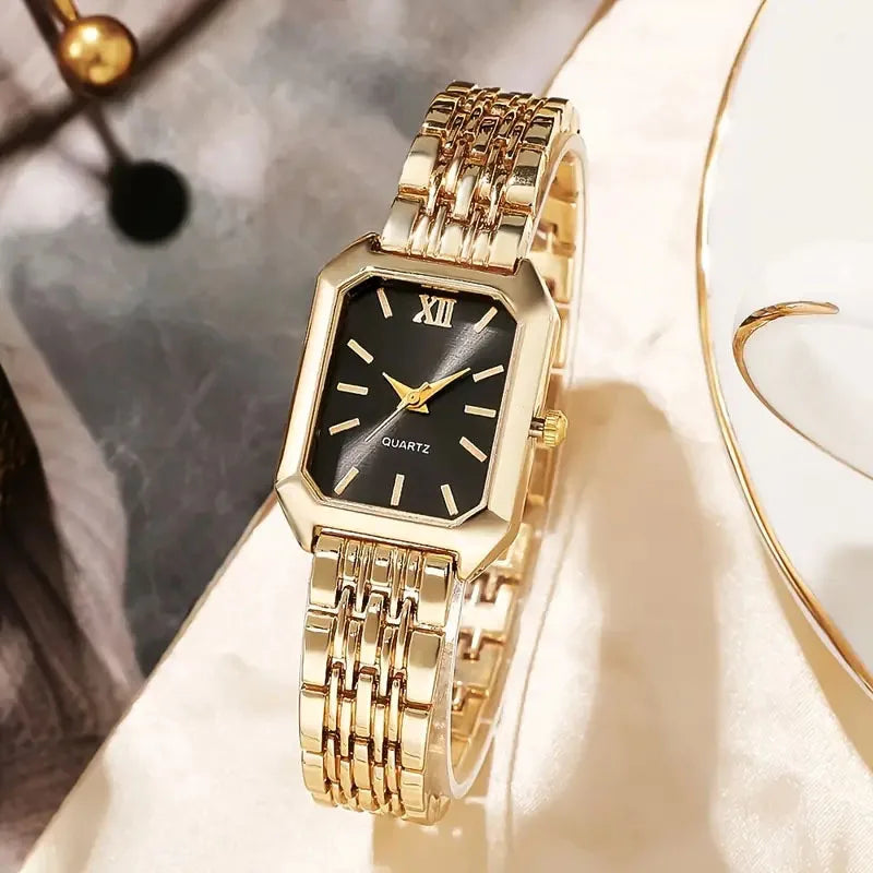 Cross border foreign trade new simple leisure fashion scale square alloy steel strip bracelet for women quartz watch