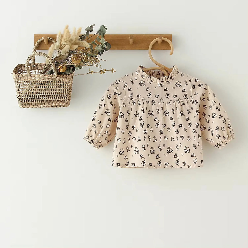 Spring Baby Girl Clothes Set Vintage Cotton Floral Baby Girl Blouse + Romper Dress IBaby Girl Outfit