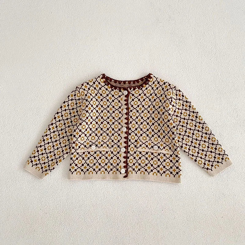 Autumn Baby Clothes Sweater Set Infant Girls Knit Sweaters Cardigan Jacket Blommer 2 Pcs