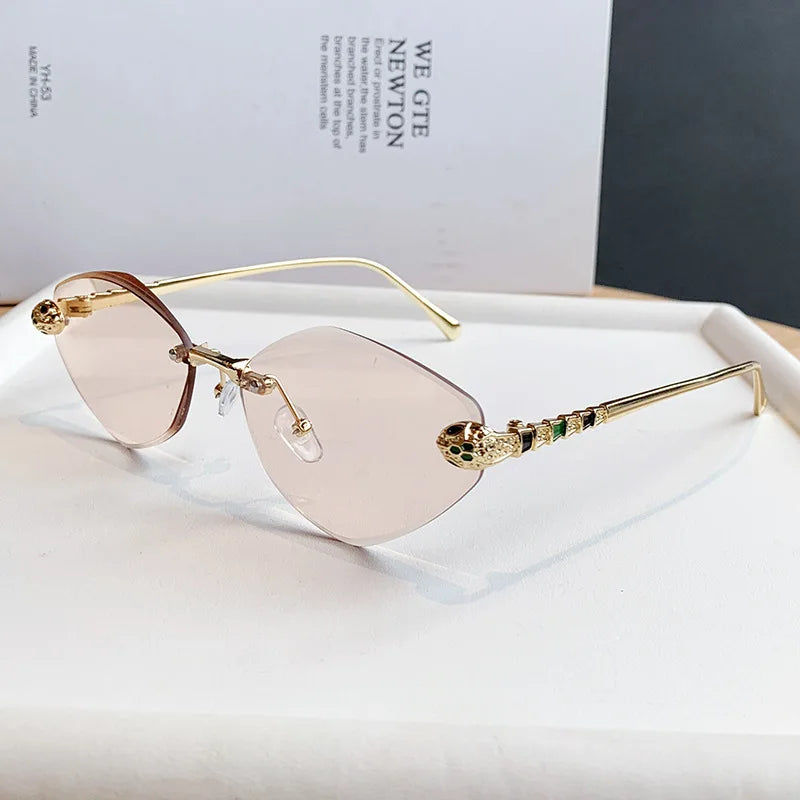 Brand Designer Women's Sunglasses Metal Rimless Design Sunglasses UV400 Sunshade Glasses Women Sunscreen Sun Glasses