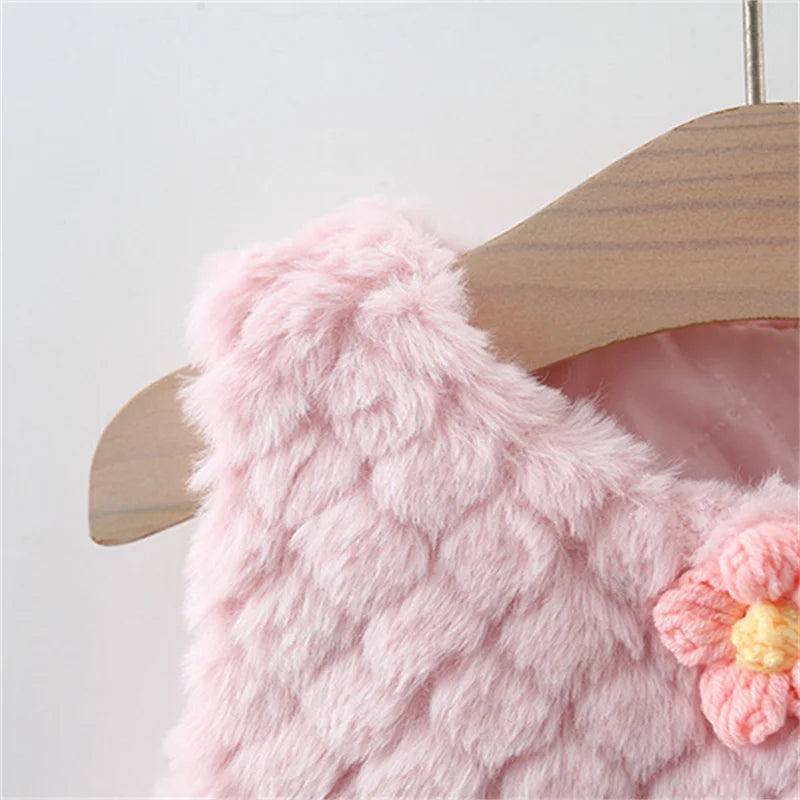 Cute Little Flowers Children Clothes Baby Girl Winter Vest Fashion Toddlers Wear Warm Soft Kids' Costume 0-3 Y Infants Clothing