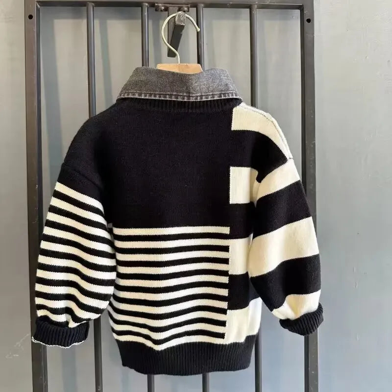 3 5 7 9Y Boys Sweaters Spring and Autumn Children's Pullover Sweaters Boys' Baby Thickened Knitwear Warm Sweaters