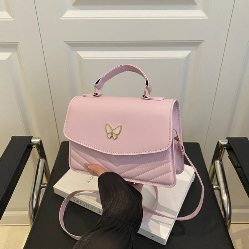Quilted Crossbody Bags for Women,Gold Butterfly Top Handle Bags,Adjustable Shoulder Strap, Elegant Flap Evening Purse for Dating