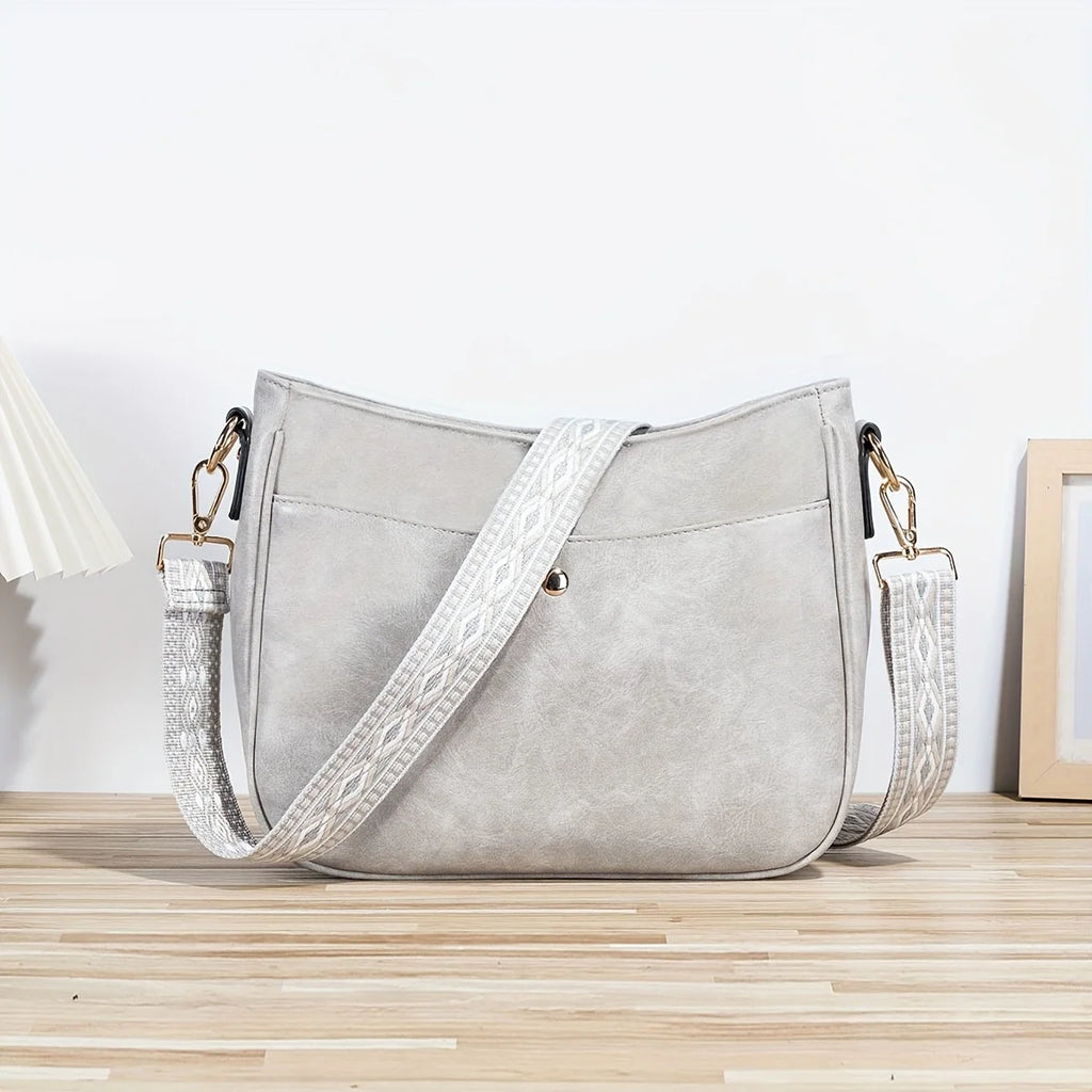 Striking Graphic Strap Crossbody Purse for Women Fashion-Bohemian Retro Hobo Bag Premium PU Leather, Secure Zipper Closure