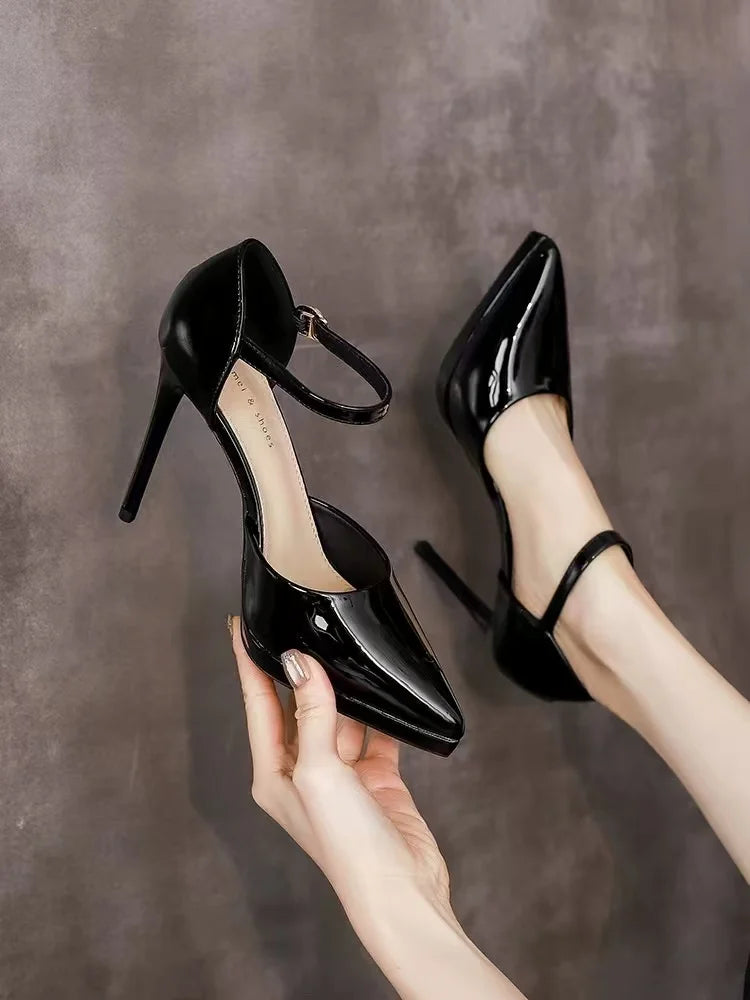 Pointed Toe High Heels Women's Shoes Comfortable Red Sole Waterproof Platform Spring Autumn Etiquette New 2025 Thin Heel