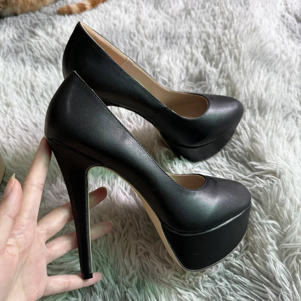 Women's High Heels 14cm Extremely Stripper Pole Dance Stilettos Sexy Platform Pumps Matte Round Toes Party Dress Wedding Shoes