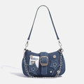 Vintage Canvas Female Small Shoulder Bags Chain Tote Purses Y2k Fashion Women's Handbags Stars Pattern Cool Girls Underarm Bag