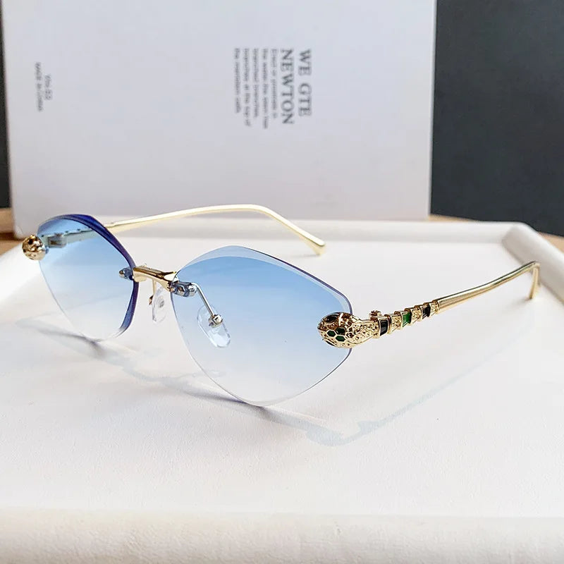 Brand Designer Women's Sunglasses Metal Rimless Design Sunglasses UV400 Sunshade Glasses Women Sunscreen Sun Glasses