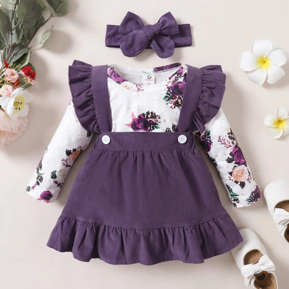 Winter  Newborn   Infant  0-1 Years Old  Baby Girls  Baby  Set  Long-Sleeved  Soft Fashion   A  Princess  Strappy  Skirt  Suit