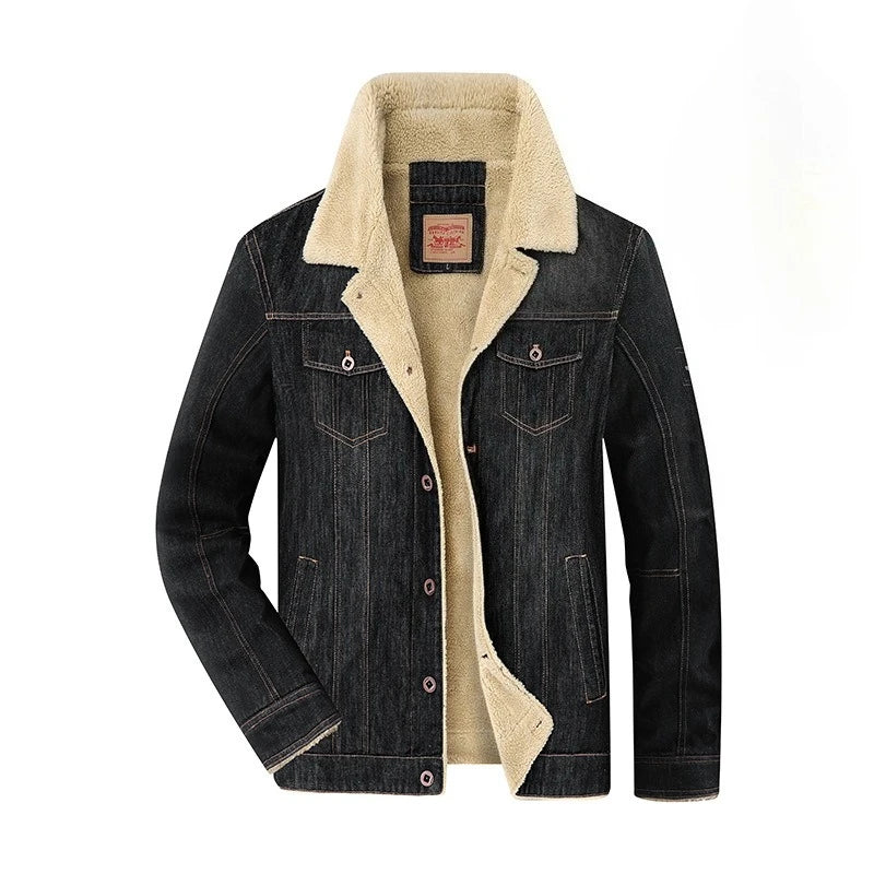 Men Denim Jackets Winter Coats Fleece Warm Jeans Jackets High Quality Male Casual Blue Denim Jackets New Fashion Jeans Coats 5XL
