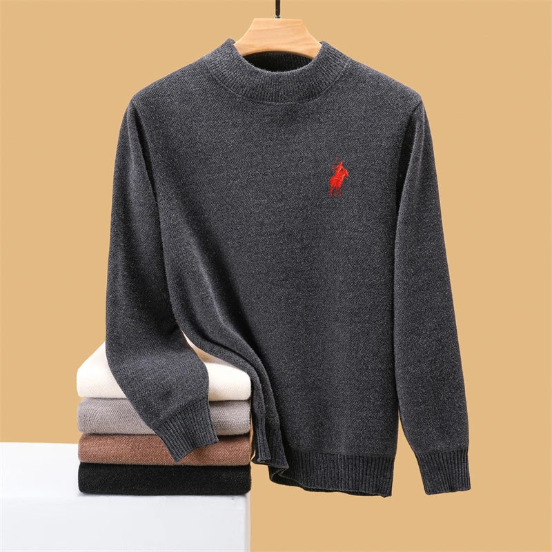 Luxury brand embroidered sweater men designer new round neck casual top winter plush thick warm knit pullover fashion men's wear