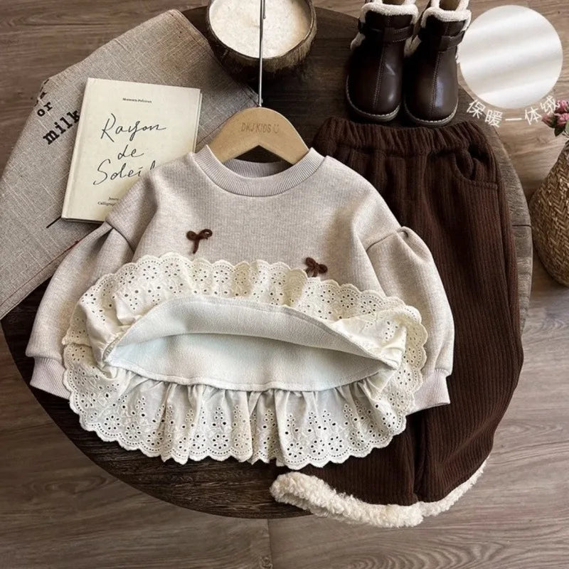 Baby Girls Sweatshirt Autumn Kids Fashion Pullovers Princess Casual Tops 2025 New Toddler Casual Clothing Girl Lace Sweet Coats